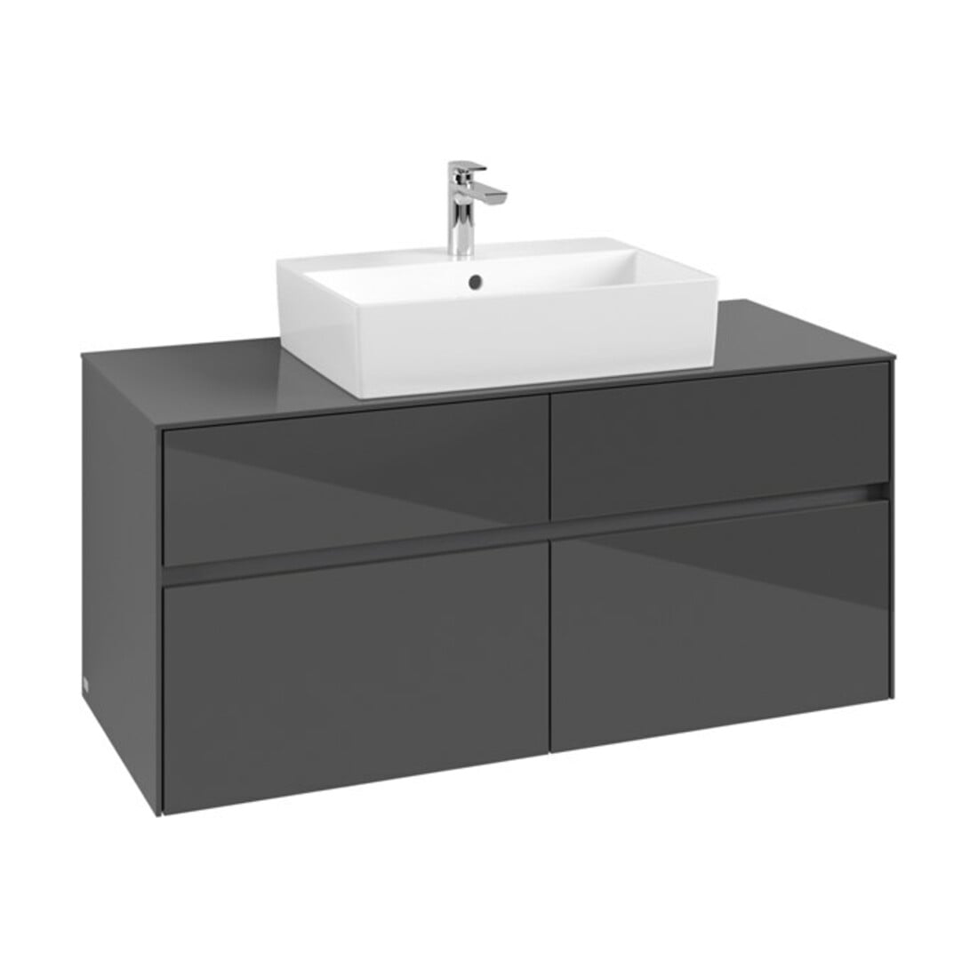 V&B Waschtischunterschrank Collaro 120x54,8x50cm, WT mittig, glossy grey