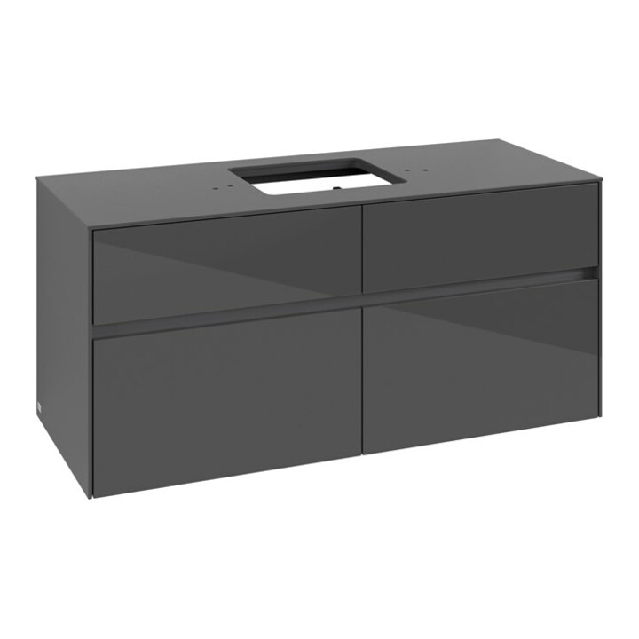 V&B Waschtischunterschrank Collaro 120x54,8x50cm, WT mittig, glossy grey