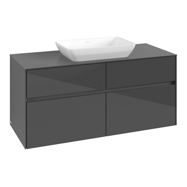V&B Waschtischunterschrank Collaro 120x54,8x50cm, WT mittig, glossy grey