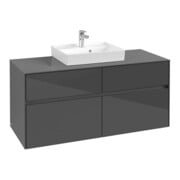 V&B Waschtischunterschrank Collaro 120x54,8x50cm, WT mittig, glossy grey