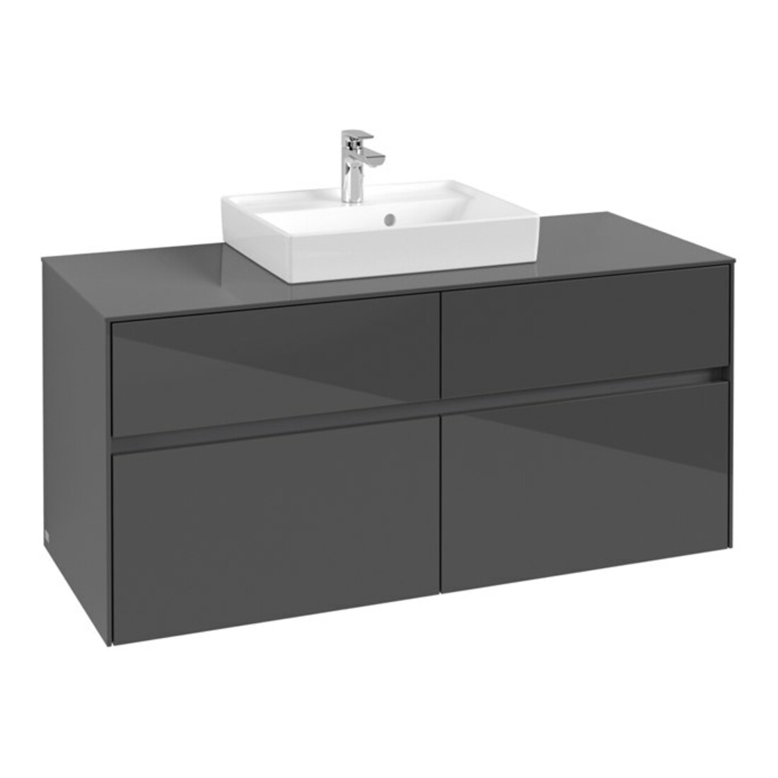 V&B Waschtischunterschrank Collaro 120x54,8x50cm, WT mittig, glossy grey