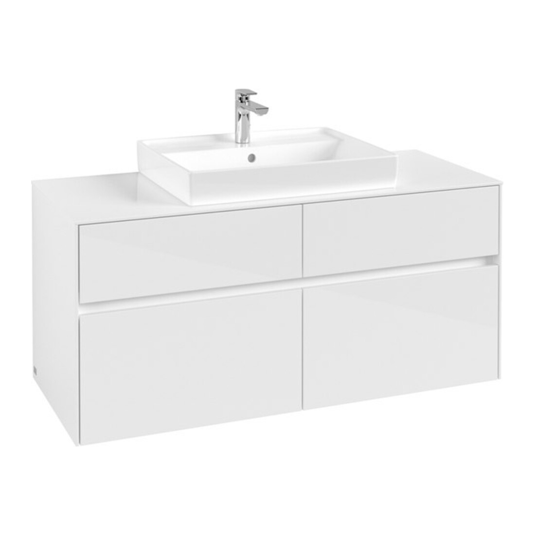 V&B Waschtischunterschrank Collaro 120x54,8x50cm, WT mittig, glossy white