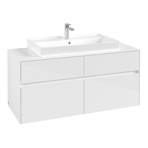 V&B Waschtischunterschrank Collaro 120x54,8x50cm, WT mittig, glossy white