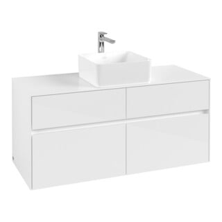 V&B Waschtischunterschrank Collaro 120x54,8x50cm, WT mittig, Glossy White