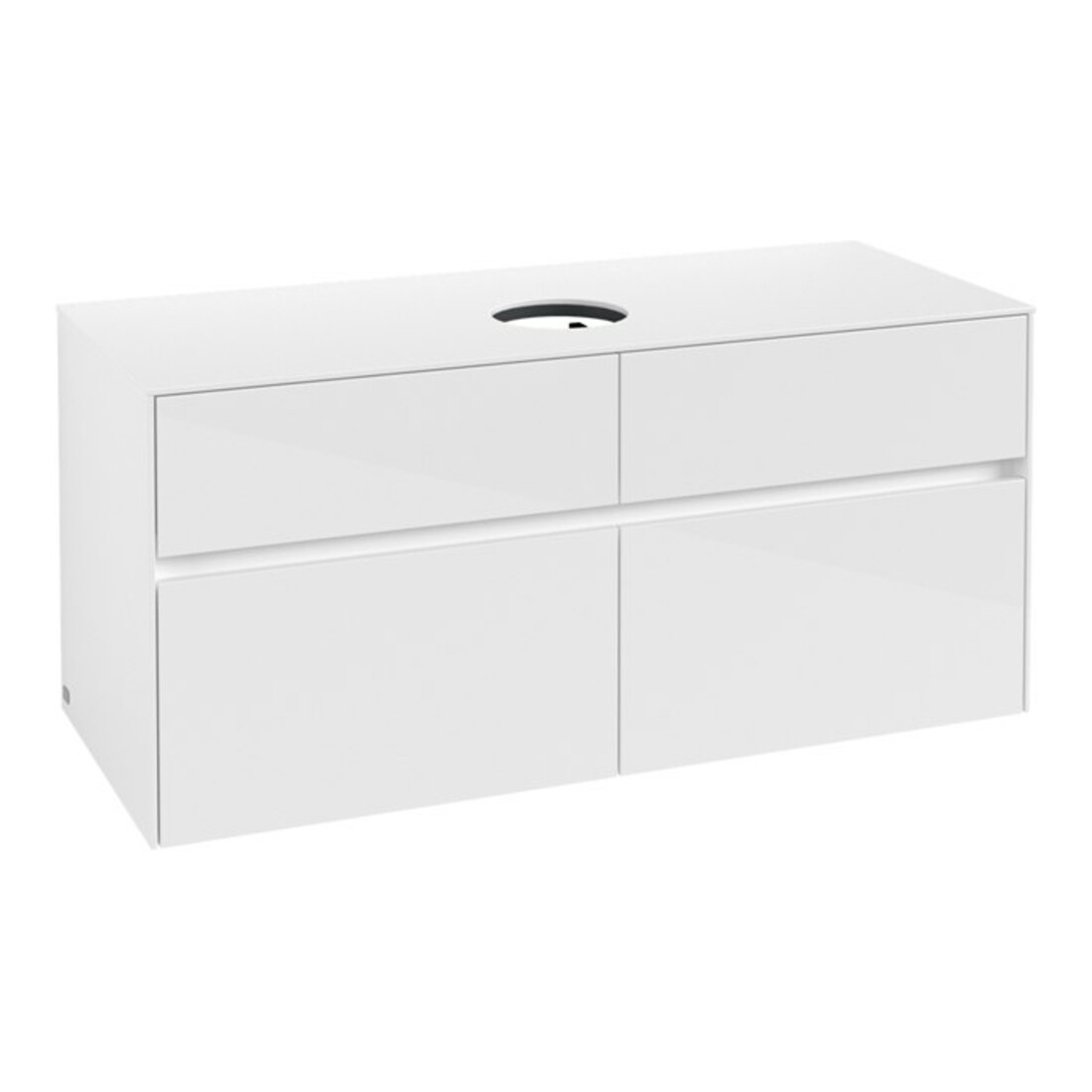 V&B Waschtischunterschrank Collaro 120x54,8x50cm, WT mittig, Glossy White