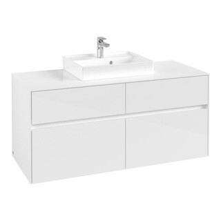 V&B Waschtischunterschrank Collaro 120x54,8x50cm, WT mittig, glossy white