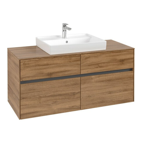 V&B Waschtischunterschrank Collaro 120x54,8x50cm, WT mittig, kansas oak