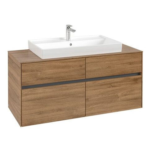 V&B Waschtischunterschrank Collaro 120x54,8x50cm, WT mittig, kansas oak