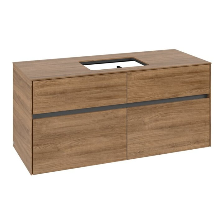 V&B Waschtischunterschrank Collaro 120x54,8x50cm, WT mittig, kansas oak