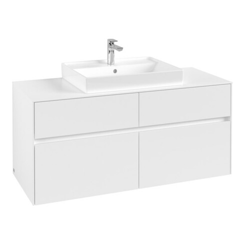 V&B Waschtischunterschrank Collaro 120x54,8x50cm, WT mittig, white matt