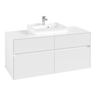 V&B Waschtischunterschrank Collaro 120x54,8x50cm, WT mittig, white matt