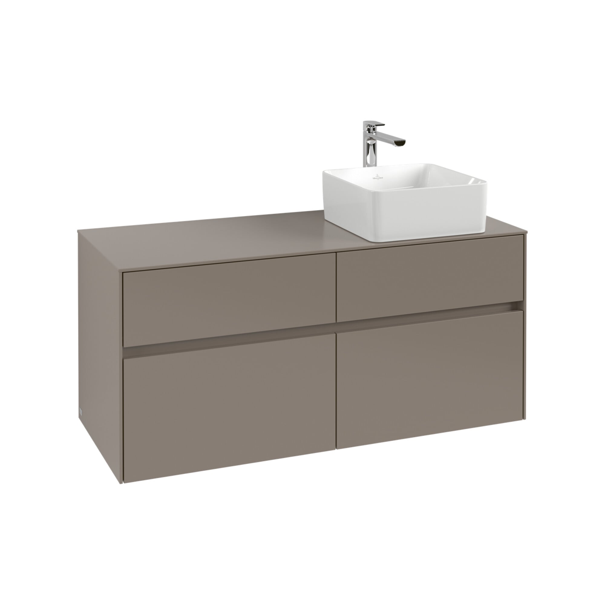 V&B Waschtischunterschrank Collaro 120x54,8x50cm, WT r, LED 8,8 W, cashm Gr ; Villeroy & Boch