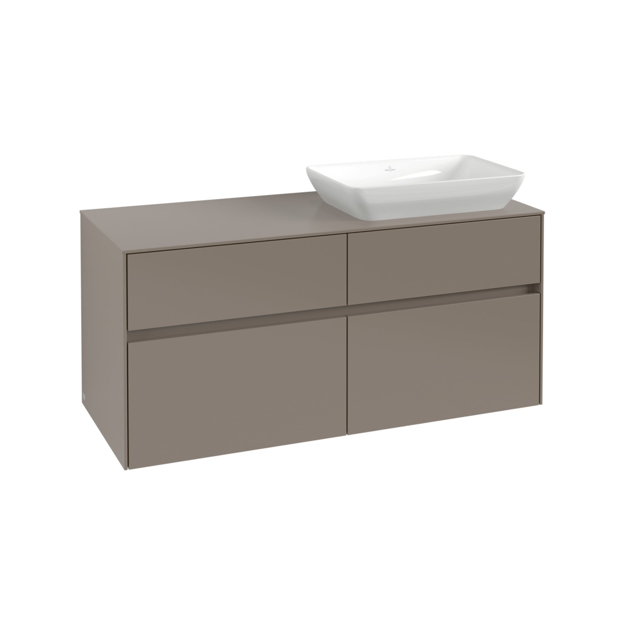 V&B Waschtischunterschrank Collaro 120x54,8x50cm, WT r, LED 8,8 W, cashm Gr ; Villeroy & Boch