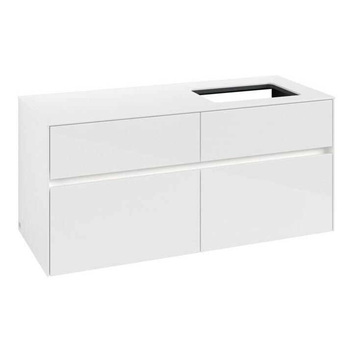 V&B Waschtischunterschrank Collaro 120x54,8x50cm, WT r, LED 8,8 W, glo wh.