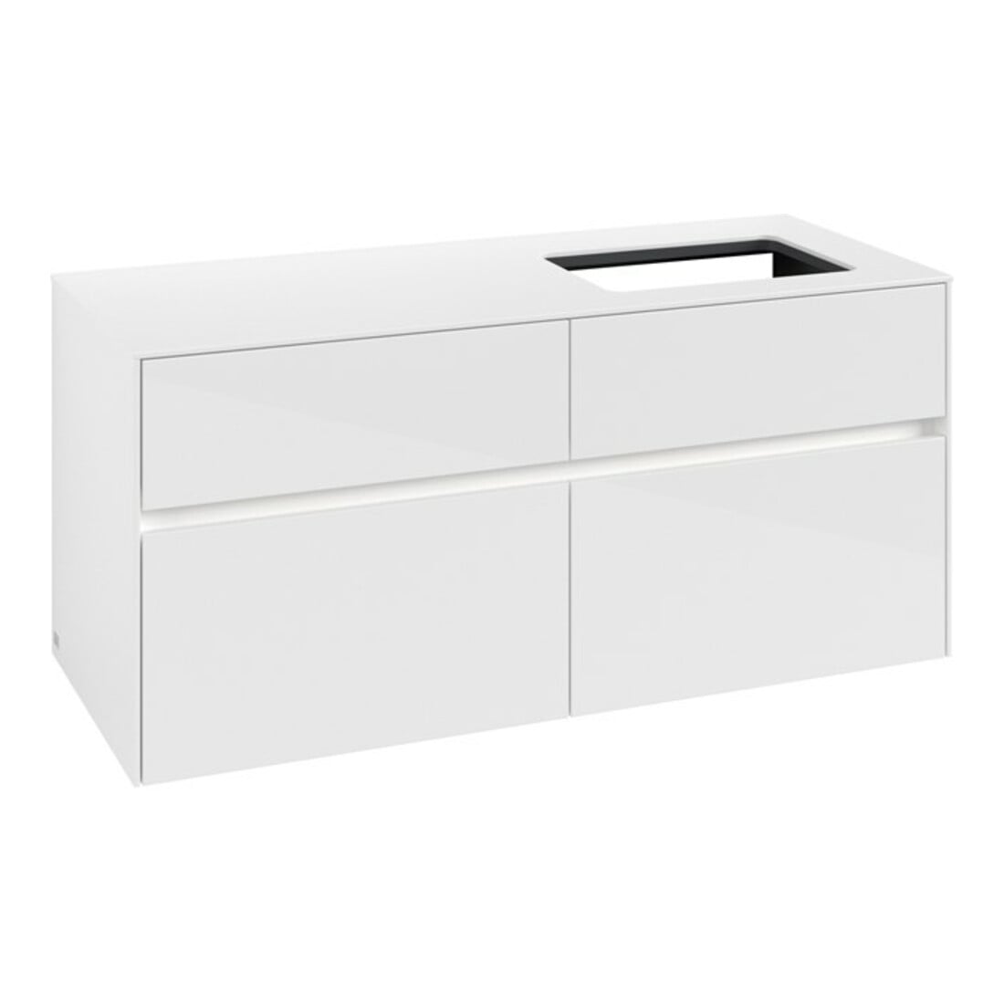 V&B Waschtischunterschrank Collaro 120x54,8x50cm, WT r, LED 8,8 W, glo wh.