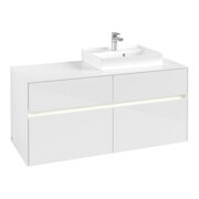 V&B Waschtischunterschrank Collaro 120x54,8x50cm, WT r, LED 8,8 W, glo wh.