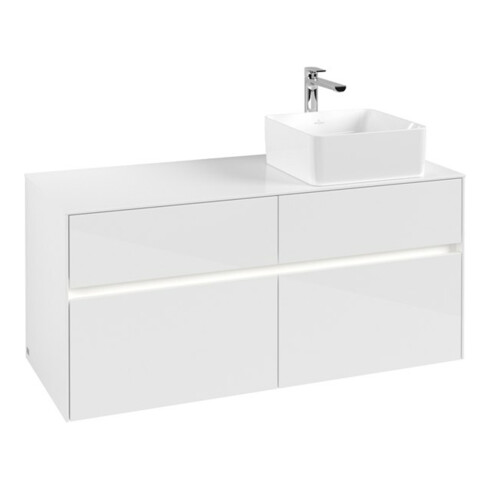 V&B Waschtischunterschrank Collaro 120x54,8x50cm, WT r, LED 8,8 W, glo wh.