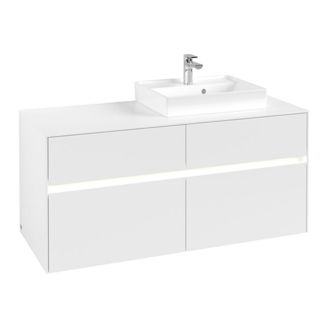 V&B Waschtischunterschrank Collaro 120x54,8x50cm, WT r, LED 8,8 W, wh. ma