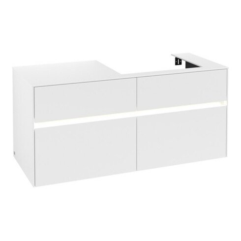 V&B Waschtischunterschrank Collaro 120x54,8x50cm, WT r, LED 8,8 W, wh. ma