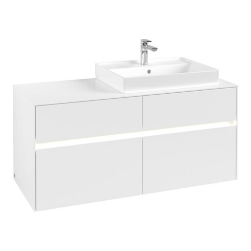V&B Waschtischunterschrank Collaro 120x54,8x50cm, WT r, LED 8,8 W, wh. ma