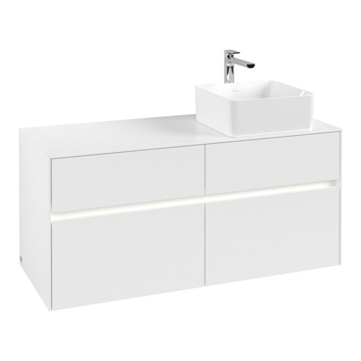 V&B Waschtischunterschrank Collaro 120x54,8x50cm, WT r, LED 8,8 W, wh. ma