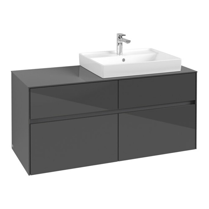 V&B Waschtischunterschrank Collaro 120x54,8x50cm, WT rechts, glossy grey