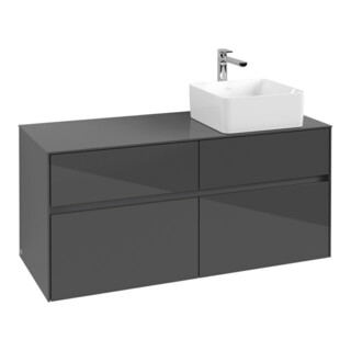 V&B Waschtischunterschrank Collaro 120x54,8x50cm, WT rechts, Glossy Grey