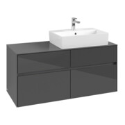 V&B Waschtischunterschrank Collaro 120x54,8x50cm, WT rechts, glossy grey
