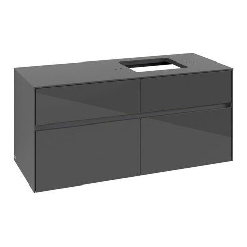 V&B Waschtischunterschrank Collaro 120x54,8x50cm, WT rechts, glossy grey