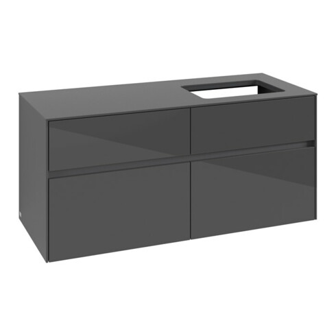V&B Waschtischunterschrank Collaro 120x54,8x50cm, WT rechts, glossy grey