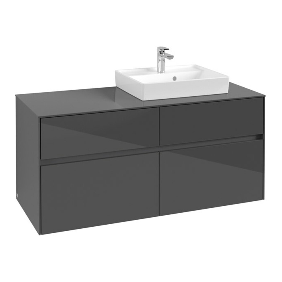 V&B Waschtischunterschrank Collaro 120x54,8x50cm, WT rechts, glossy grey