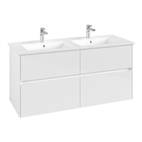 V&B Waschtischunterschrank Collaro 126,1x61x48cm, WT mi, LED 9,4W, glo wh.
