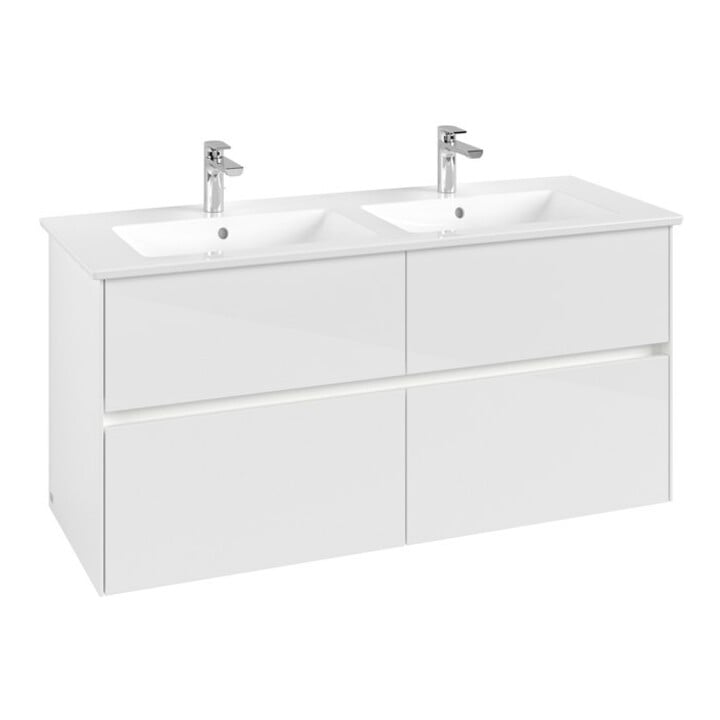 V&B Waschtischunterschrank Collaro 126,1x61x48cm, WT mi, LED 9,4W, glo wh.