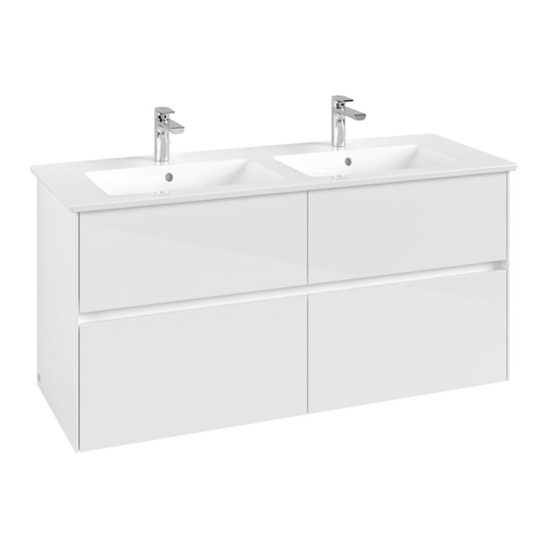 V&B Waschtischunterschrank Collaro 126,1x61x48cm, WT mi, LED 9,4W, glo wh.