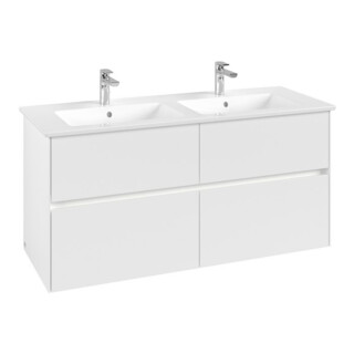 V&B Waschtischunterschrank Collaro 126,1x61x48cm, WT mi, LED 9,4W, wh. ma