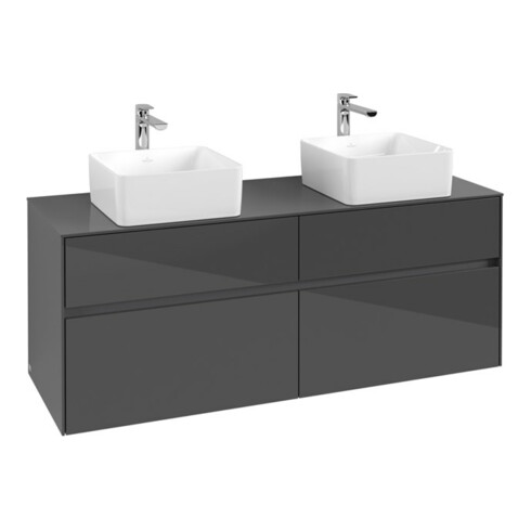 V&B Waschtischunterschrank Collaro 140x54,8x50cm, f 2 WT, Glossy Grey