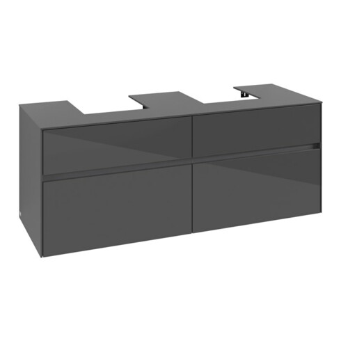 V&B Waschtischunterschrank Collaro 140x54,8x50cm, f 2 WT, glossy grey