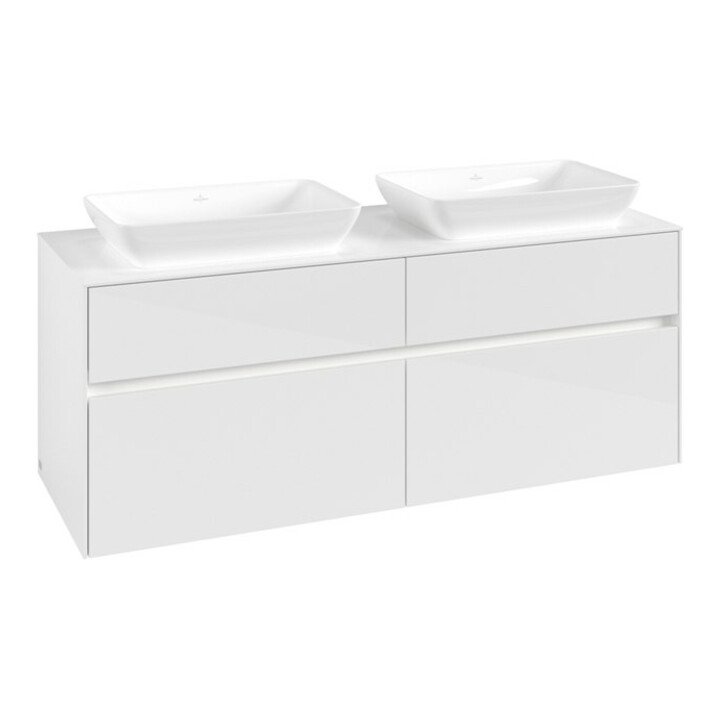 V&B Waschtischunterschrank Collaro 140x54,8x50cm, f 2 WT, LED 10 W, glo wh.