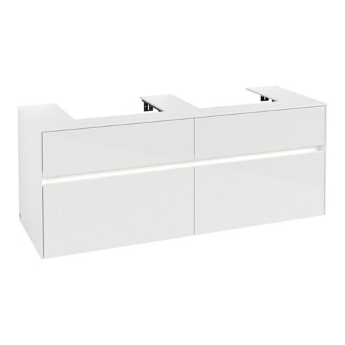V&B Waschtischunterschrank Collaro 140x54,8x50cm, f 2 WT, LED 10 W, glo wh.