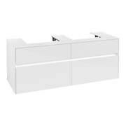 V&B Waschtischunterschrank Collaro 140x54,8x50cm, f 2 WT, LED 10 W, glo wh.