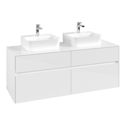 V&B Waschtischunterschrank Collaro 140x54,8x50cm, f 2 WT, LED 10 W, glo wh.