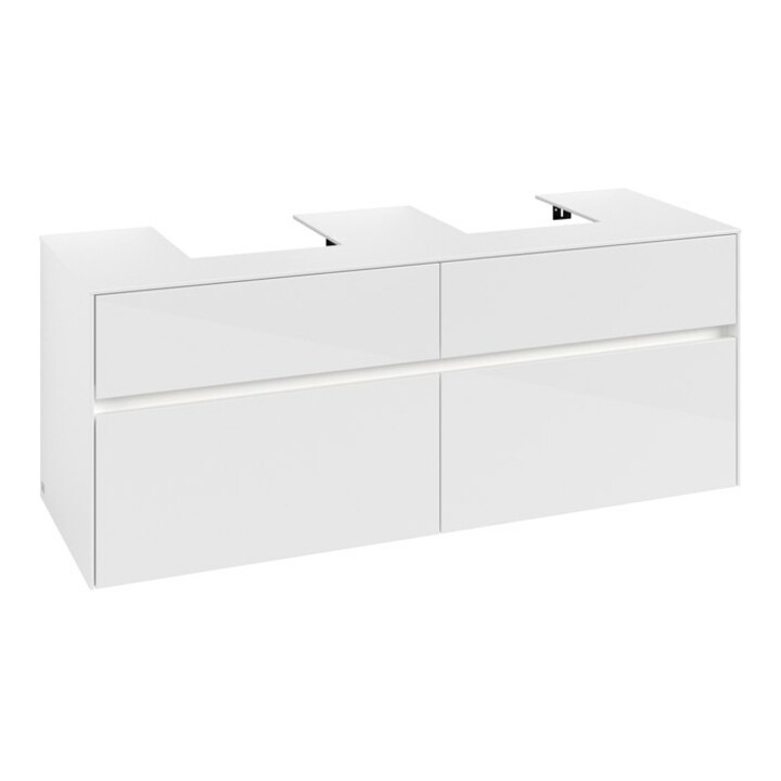 V&B Waschtischunterschrank Collaro 140x54,8x50cm, f 2 WT, LED 10 W, glo wh.