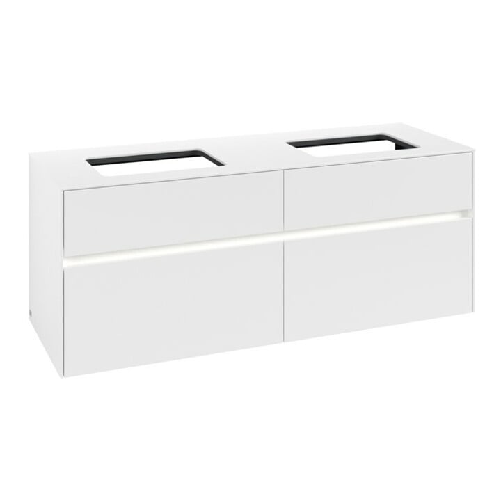 V&B Waschtischunterschrank Collaro 140x54,8x50cm, f 2 WT, LED 10 W, wh. ma