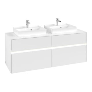 V&B Waschtischunterschrank Collaro 140x54,8x50cm, f 2 WT, LED 10 W, wh. ma