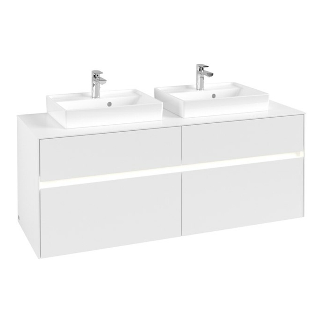 V&B Waschtischunterschrank Collaro 140x54,8x50cm, f 2 WT, LED 10 W, wh. ma