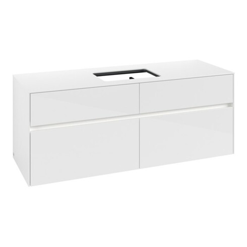 V&B Waschtischunterschrank Collaro 140x54,8x50cm, f WT mi, LED 10W, glo wh.