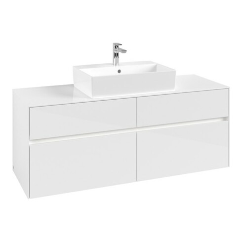 V&B Waschtischunterschrank Collaro 140x54,8x50cm, f WT mi, LED 10W, glo wh.