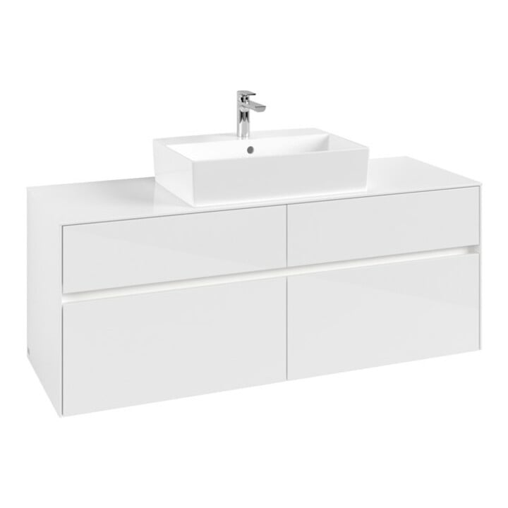 V&B Waschtischunterschrank Collaro 140x54,8x50cm, f WT mi, LED 10W, glo wh.