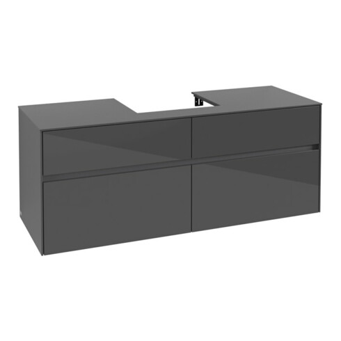 V&B Waschtischunterschrank Collaro 140x54,8x50cm, f WT mittig, glossy grey