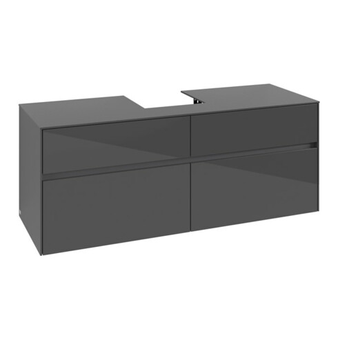 V&B Waschtischunterschrank Collaro 140x54,8x50cm, f WT mittig, glossy grey